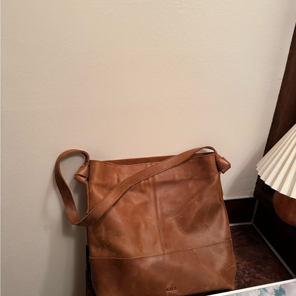 ABLE Brown Leather Shoulder Bag